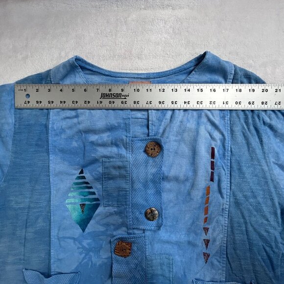 Steel Pony Womens Size 3 Blue Asymmetric Jacket Button Front Art to Wear Cotton - Picture 6 of 9